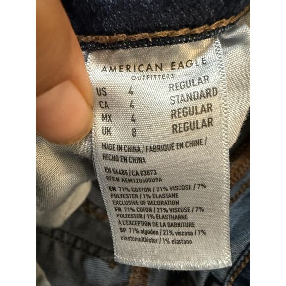 American Eagle Jeans Womens 4 Blue Next Level Stretch Skinny Denim Distressed - Picture 6 of 9